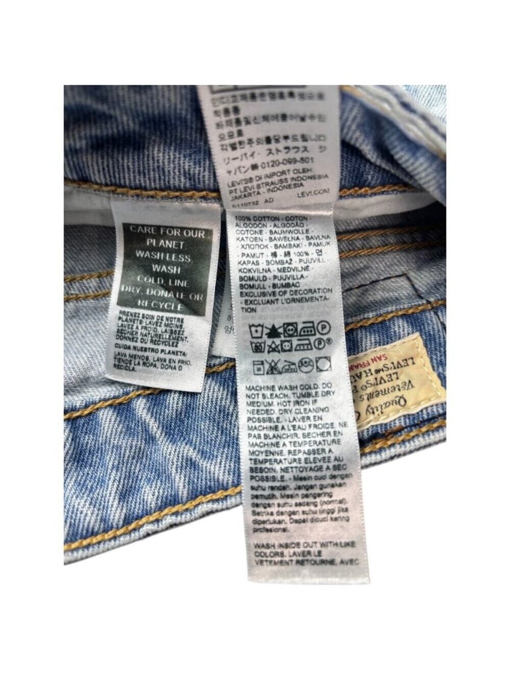 LEVI'S Premium Low Loose Wide Straight Leg Jean In That's Fashion Blue Size 27 - Picture 5 of 9